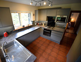 modern kitchen with oven hob microwave kettle toaster at our Waternish Self Catering Accommodation